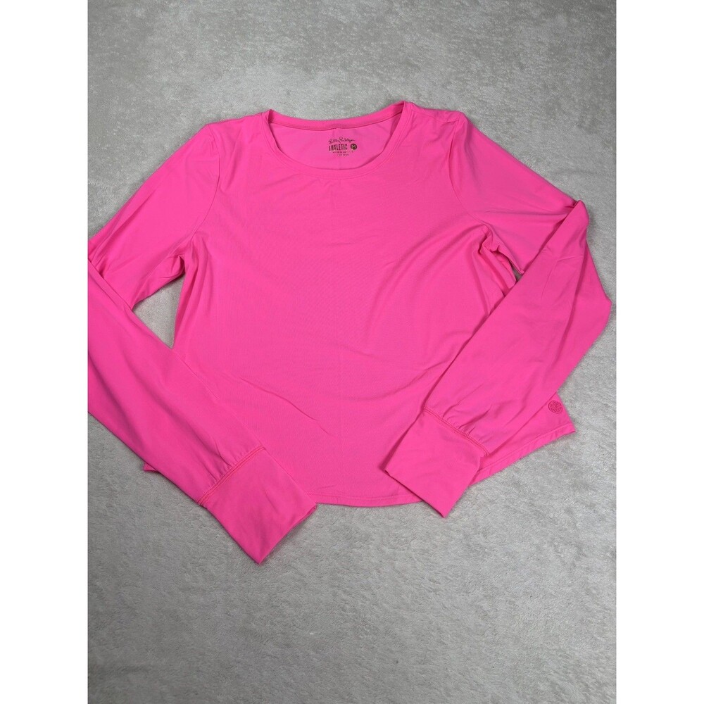 Lilly Pulitzer Luxletic Hot Pink Medium Activewear Long Sleeve Crew Neck Top